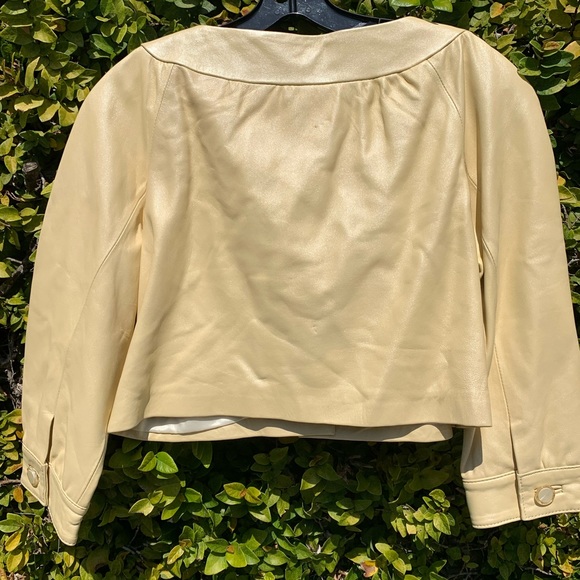 NWT KENZIE Shimmer Yellow Gold Lambskin Leather Jacket Sz 8 Bolero $1290 - Picture 3 of 9